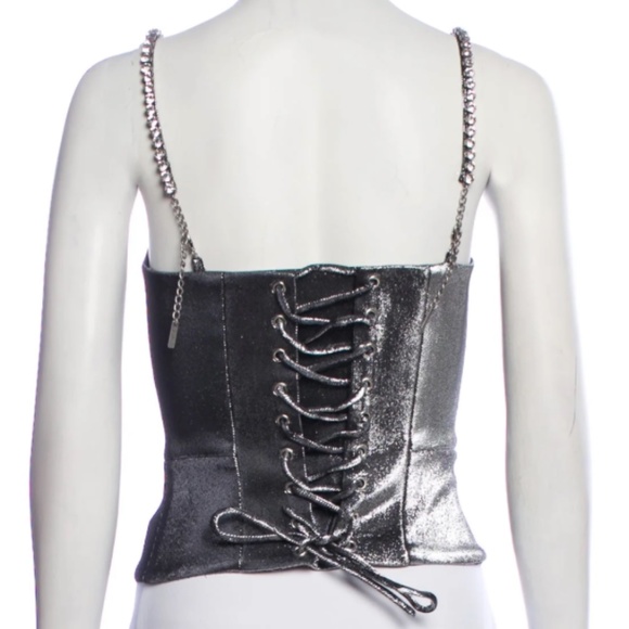 AREA V-Neck Sleeveless Silver Grey Party Crop Top Size S - Picture 8 of 8